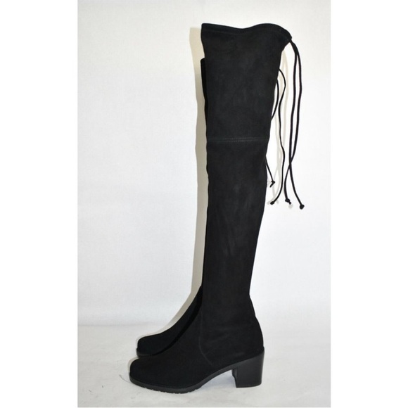 $800 STUART WEITZMAN Urban Over the Knee Boot BLACK BLOCK SUEDE 8 - Picture 2 of 10